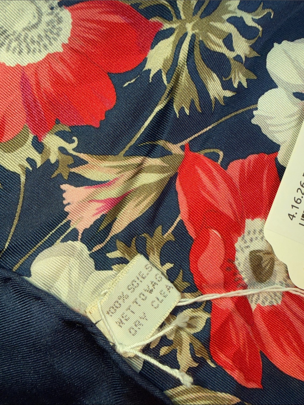 Dior Floral Navy Scarf with Multi-Colored Blooms by with COA - Picture 4 of 5